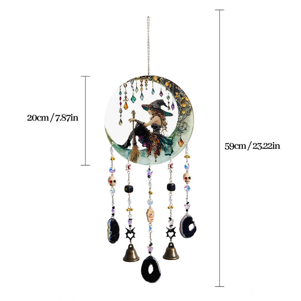 1 pc 2D Flat Pumpkin, Bat, Witch Stained Acrylic with Agate PendantWindow Hanging Horror Sun Catcher Decor Halloween Suncatchers