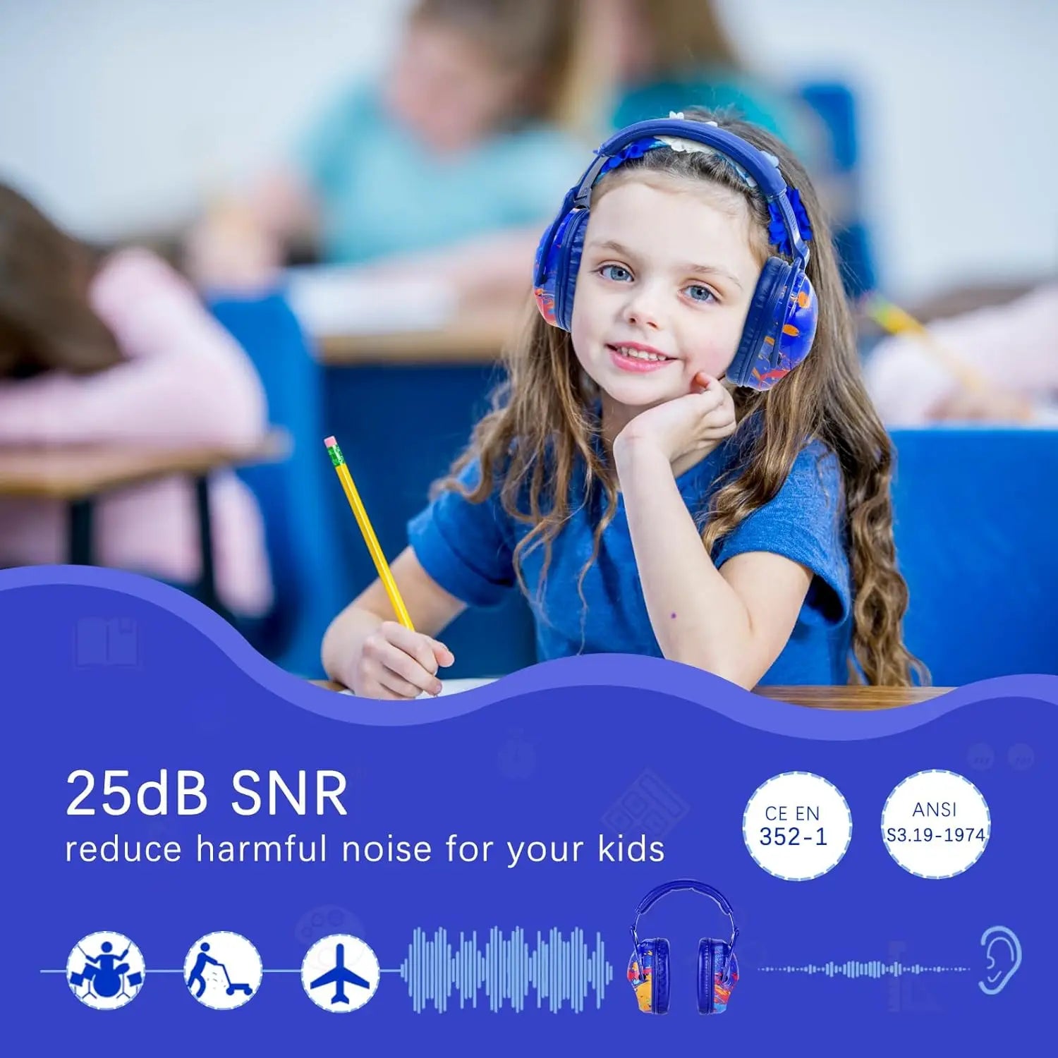 ZOHAN Kids Ear Protection Earmuffs Safety Hearing Ear Defender Noise Reduction Soundproof Headphones Children Protective NRR25dB