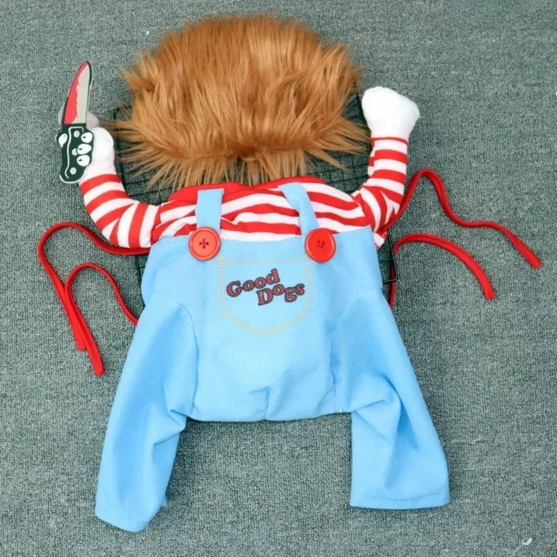 1 Set Pet Cosplay Costume Spooky Deadly Doll Dog Clothes Versatile Comfortable Halloween Outfit For Dogs Cats Chucky Costumes