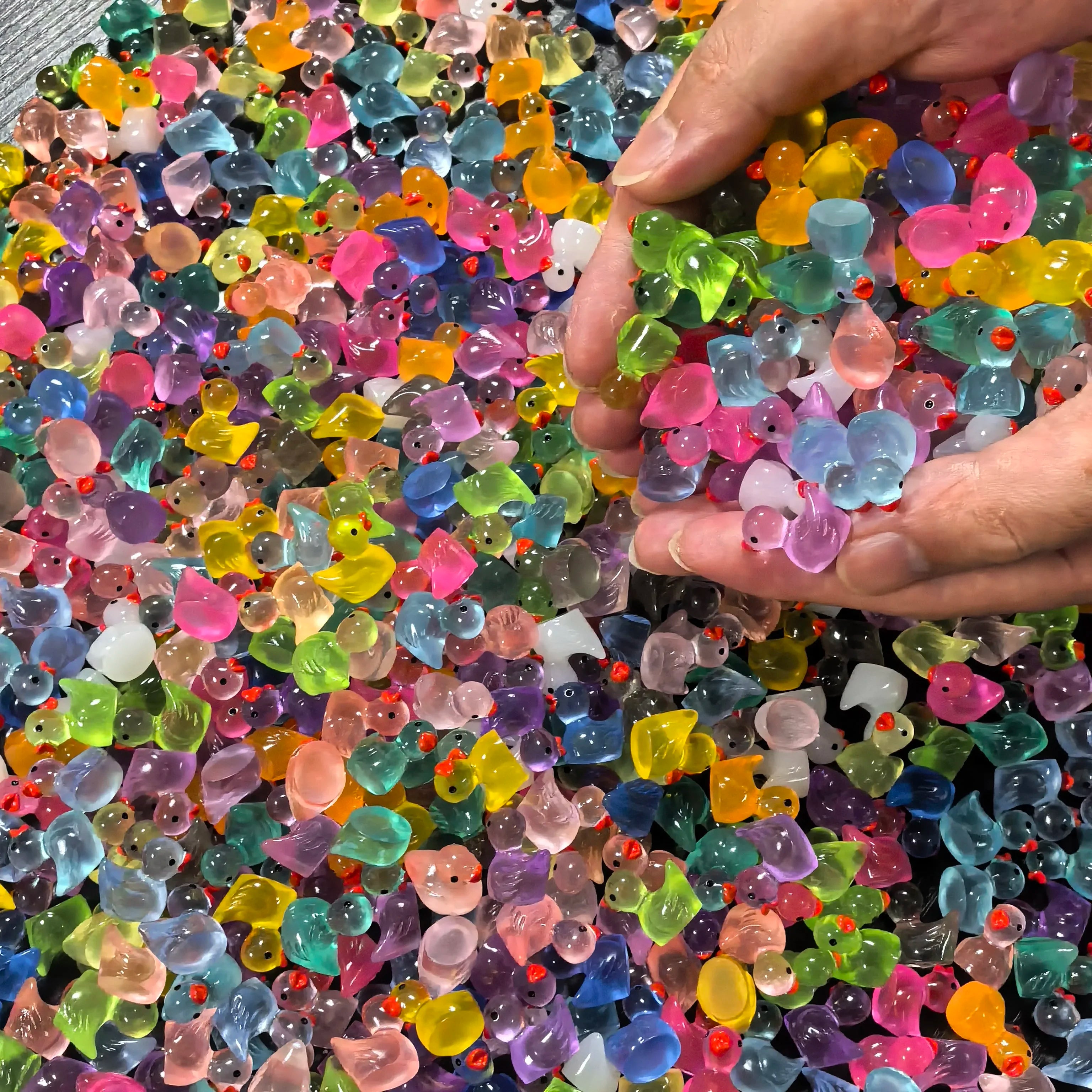 100-50pcs Luminous Mini Ducks Moss Microlandscape Miniature Duck Figurines Fairy Garden Access Home Decor Glow in The Dark