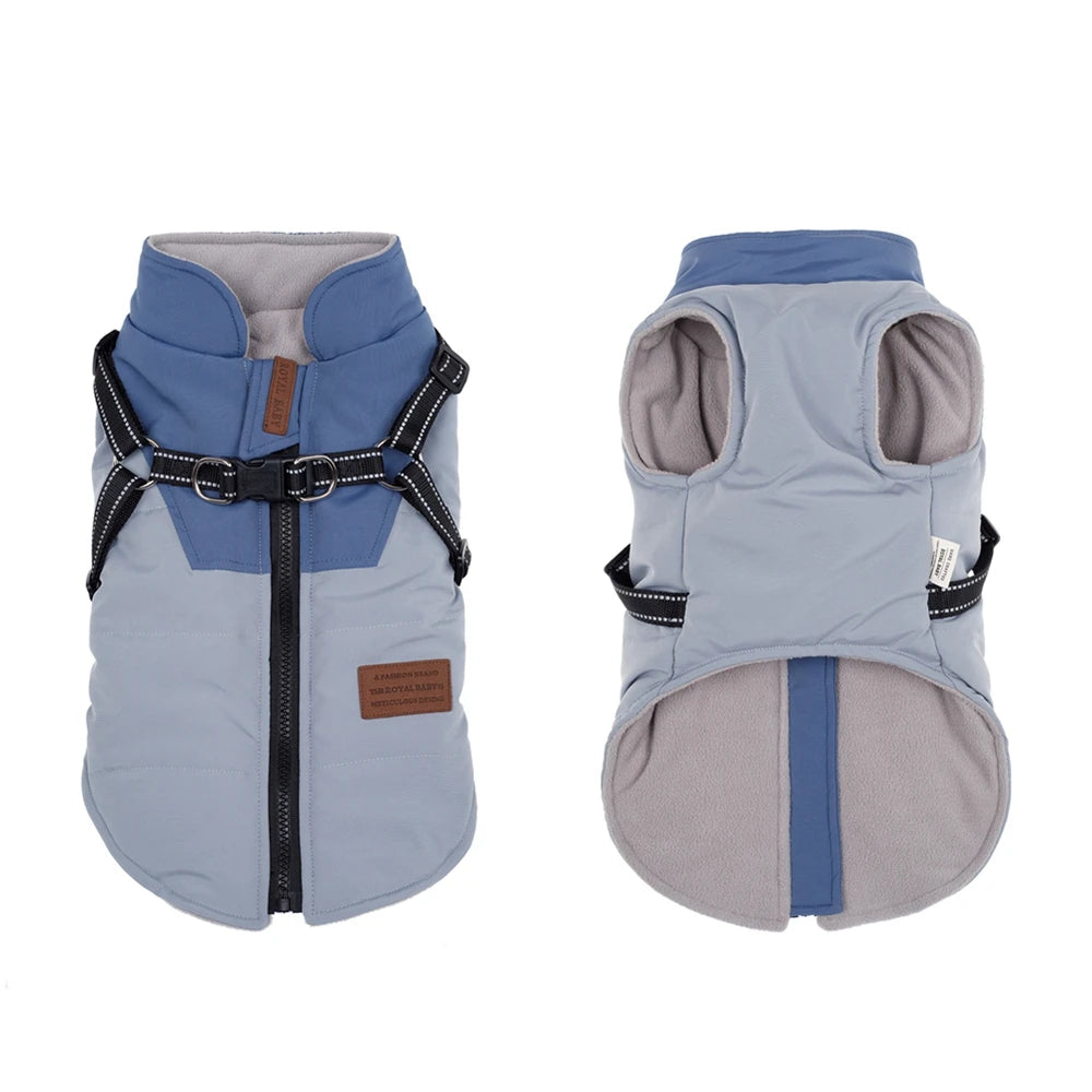 Waterproof Pet Dog Jacket With Harness Winter Warm Dog Clothes For Labrador Big Dog Coat Chihuahua French Bulldog Yorkie Outfits