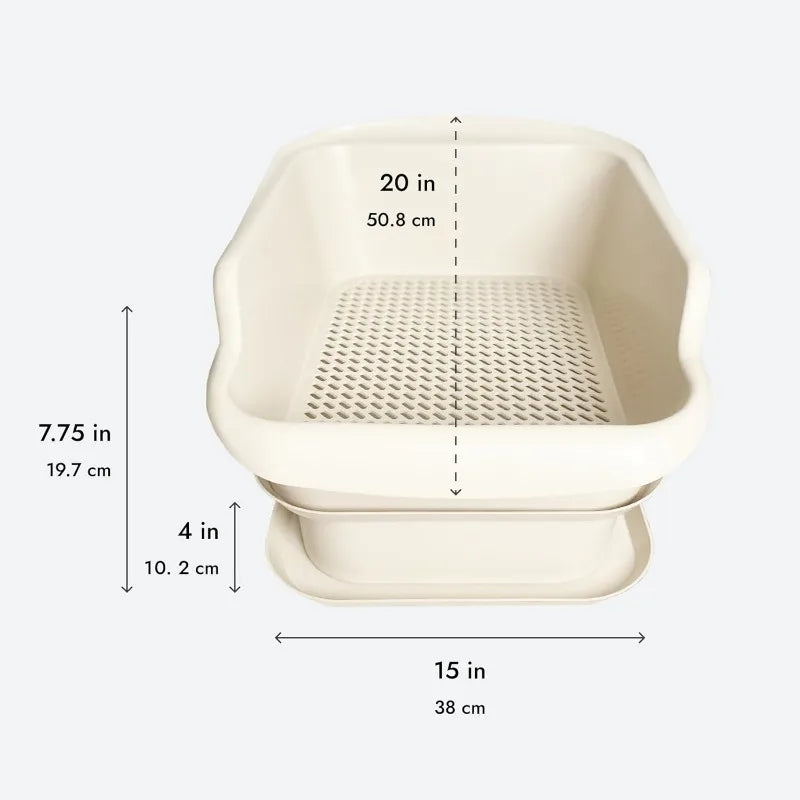 Cat Sifting Litter Box for Pine Pellets with Sifter Pan & Extra-Large 7-Day Waste Storage Tray, Sifting Cat Litter Box -Sturdy