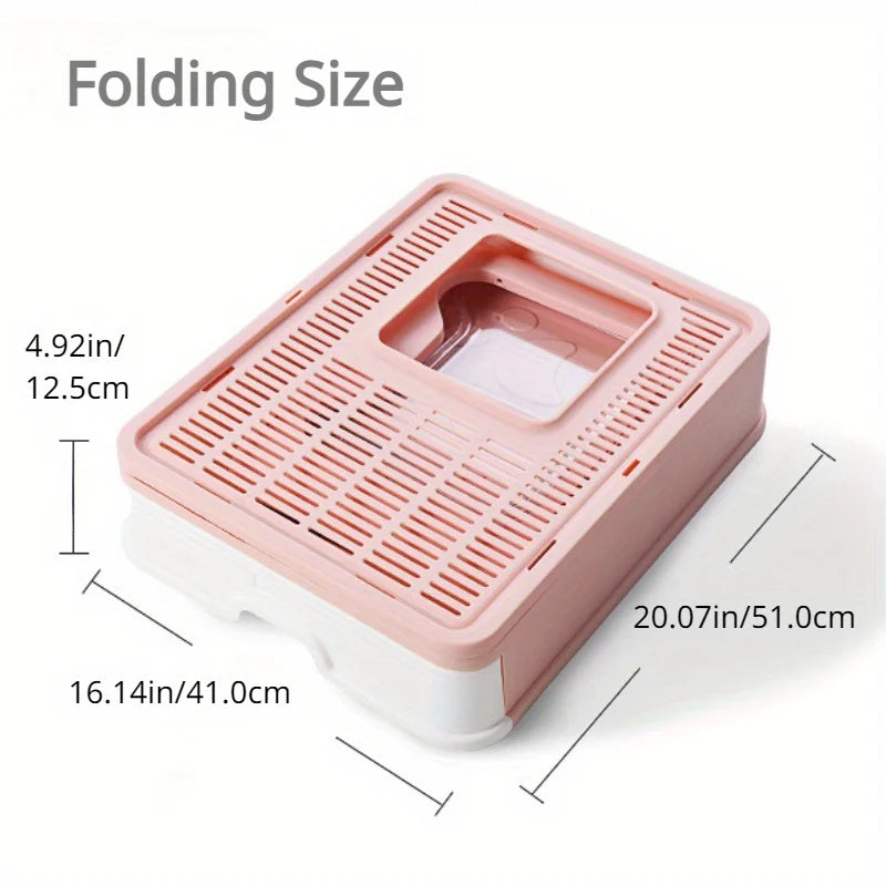 Collapsible Litter Pan with Lid, Enclosed Litter Pan, Top Entry Splash-Proof Cat Toilet, Easy to Clean, with Litter Scoop
