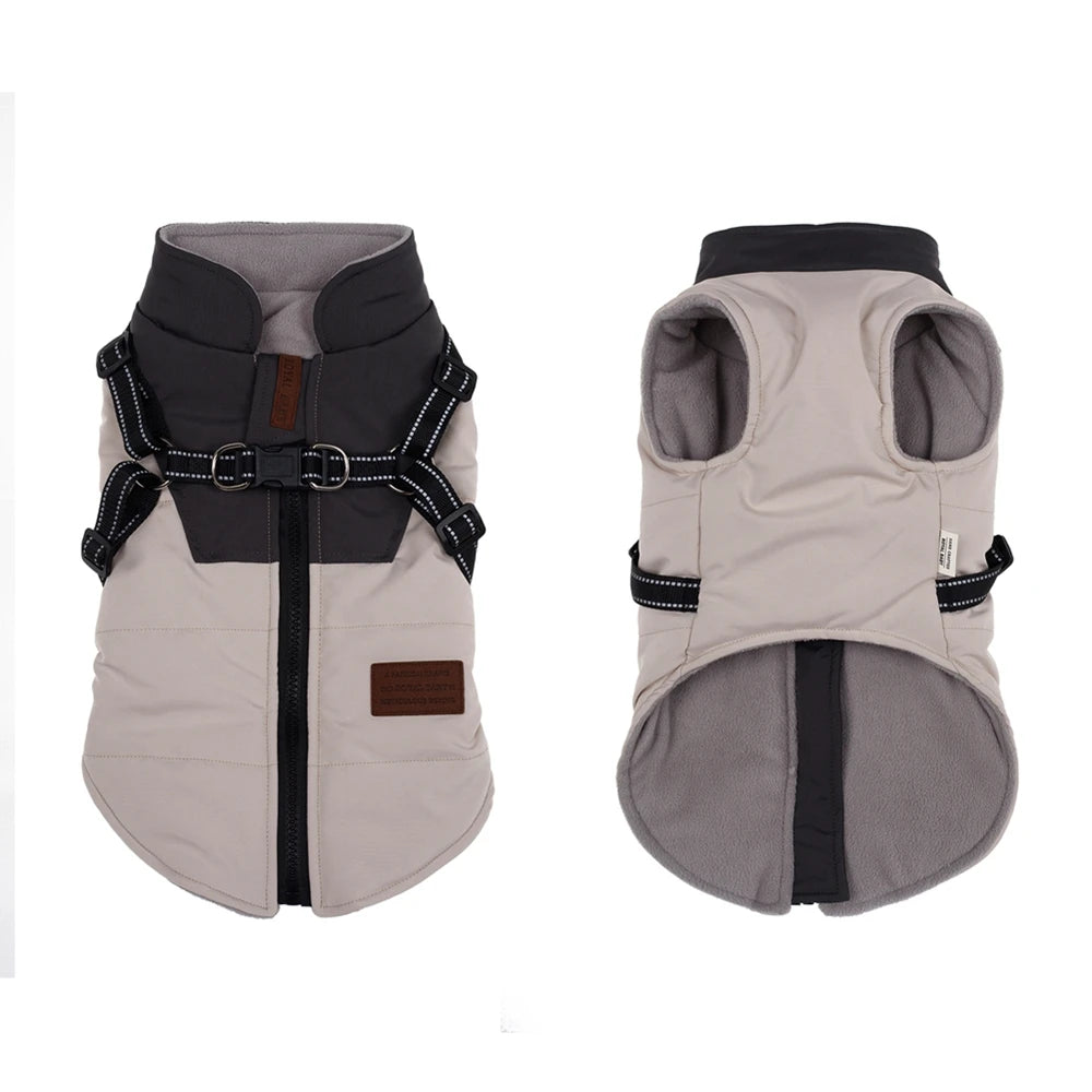 Waterproof Pet Dog Jacket With Harness Winter Warm Dog Clothes For Labrador Big Dog Coat Chihuahua French Bulldog Yorkie Outfits