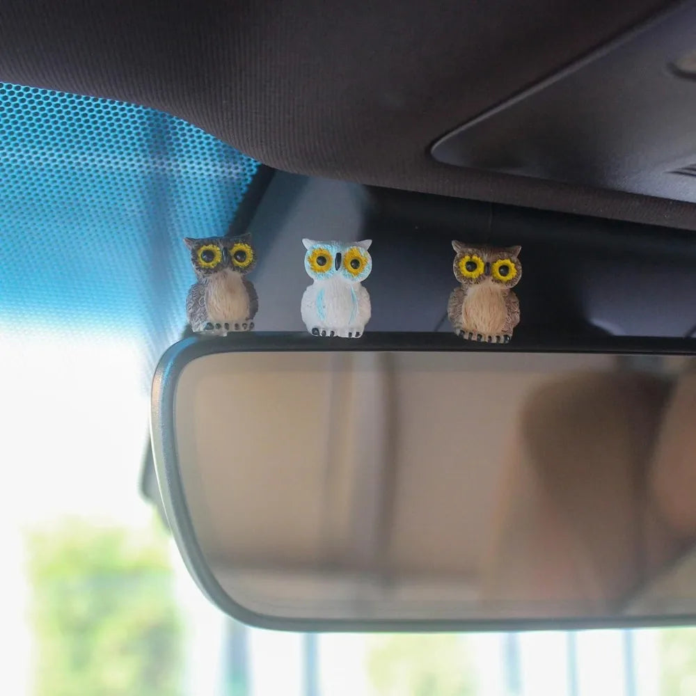 Cute Car Accessories - 6 Pcs Resin Mini Owls for Car Decor, Dashboard Decorations