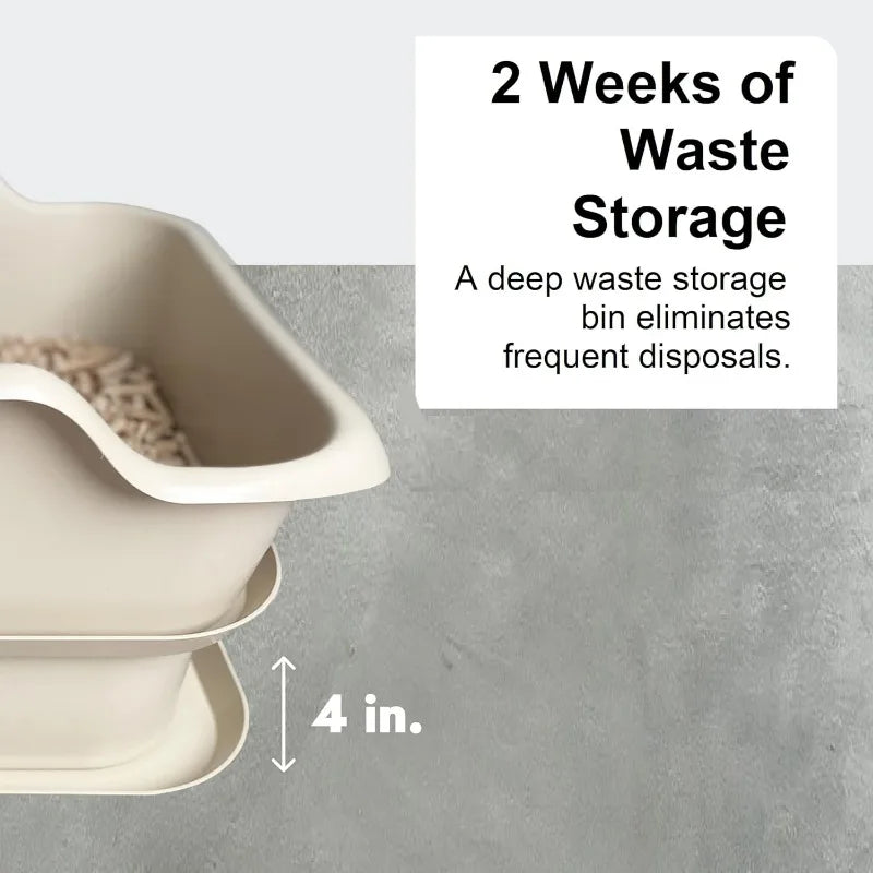 Cat Sifting Litter Box for Pine Pellets with Sifter Pan & Extra-Large 7-Day Waste Storage Tray, Sifting Cat Litter Box -Sturdy