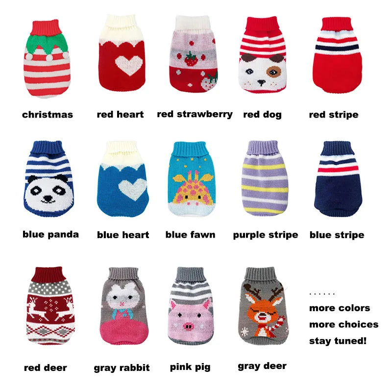 Warm Pet Clothes for Cats Small Dog Sweater Hoodies Coat Winter Pet Knitted Clothing for Dogs Chihuahua Cartoon Costume Apparels