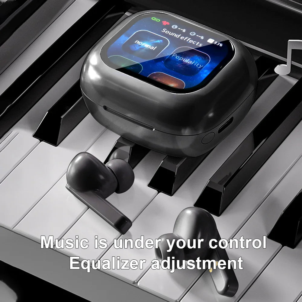 GREATWALL Original TWS Wireless Bluetooth Earphones Earbuds Smart LCD Touch Screen With APP HiFi Stereo Sound Headphones HD Call