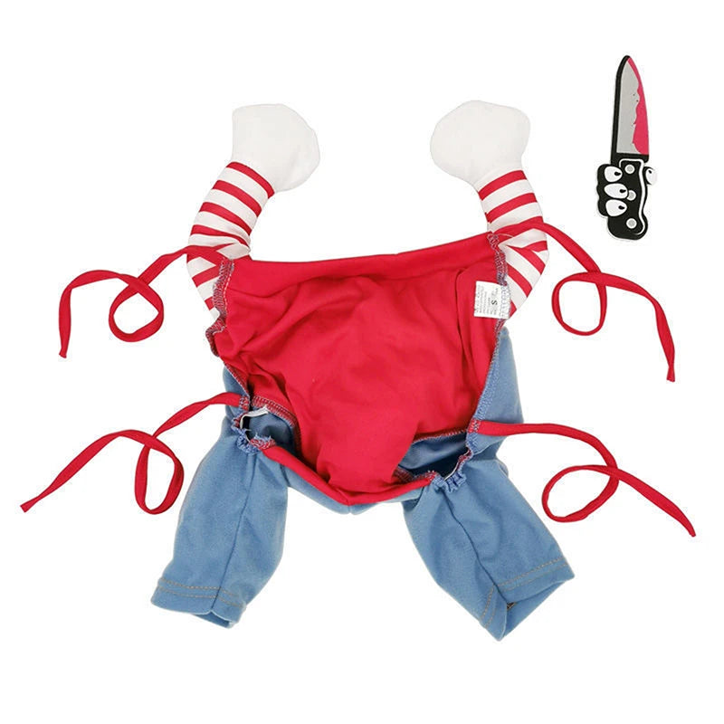Funny Dog Clothes Dogs Cosplay Costume Halloween Comical Outfits Holding a Knife Set Pet Cat Dog Festival Party Clothing