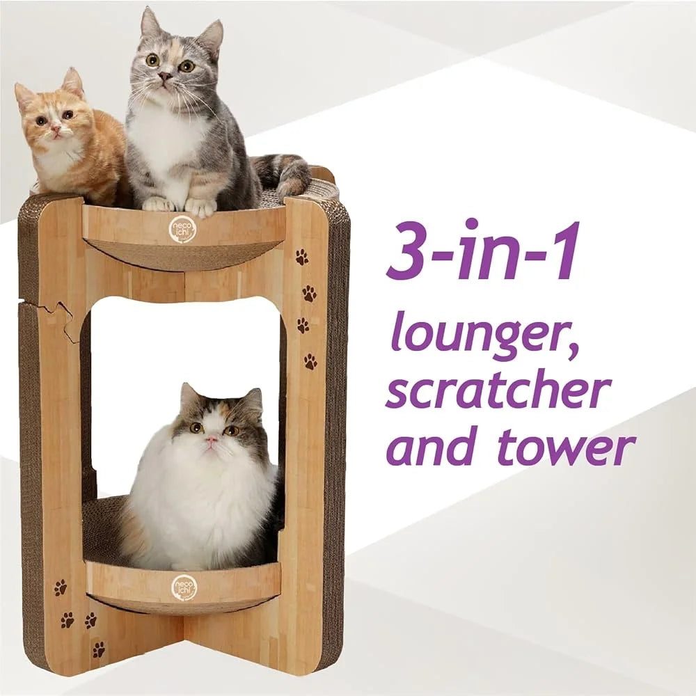 Cat Scratching Post Tower Indoor Scratcher Cats Reversible Lounge Cardboard Eco Friendly Cat Claw Strengthening Comfort