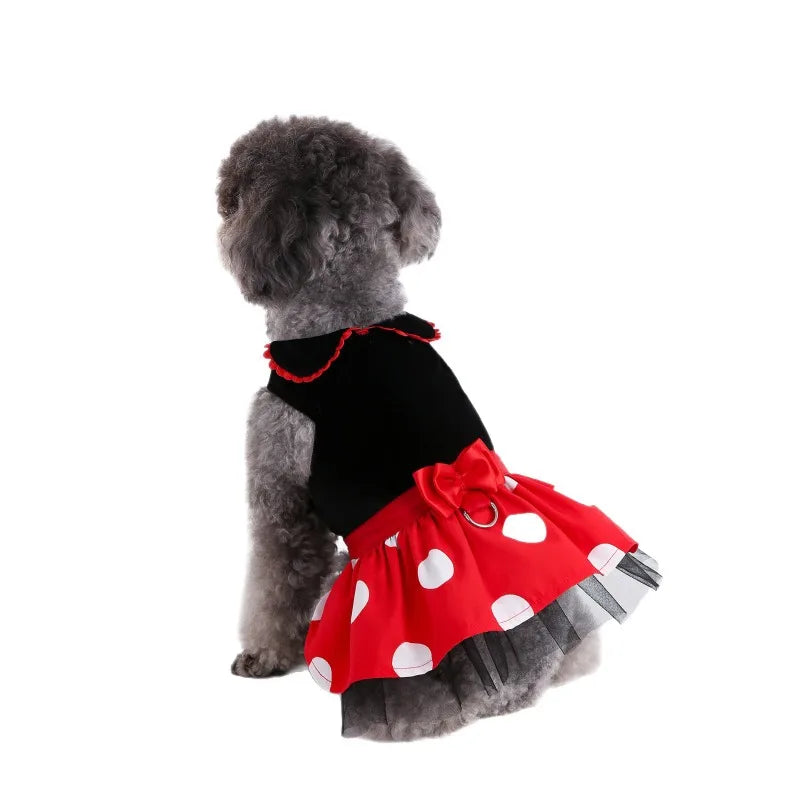 New Halloween Christmas Mickey Pet Costume Little Dog Cat Velvet Polka Dot Dress Cute Cartoon Cats Dogs Party Clothes Good Gifts