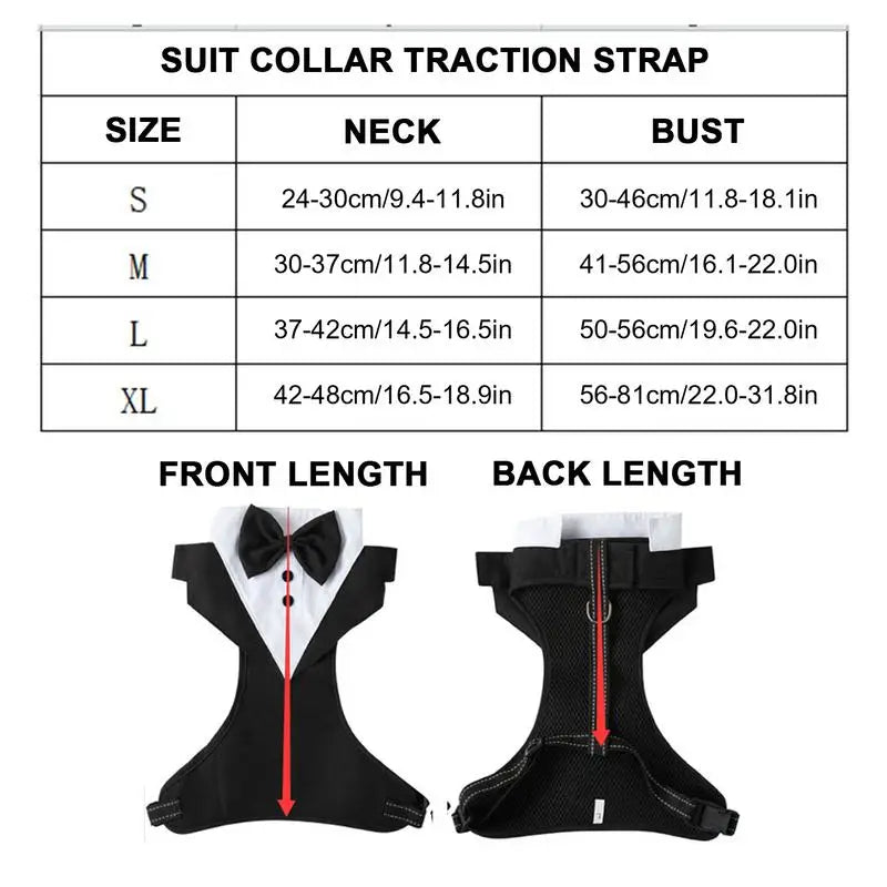Dog Tuxedo For Small Dogs Dog Prince Wedding Bow Tie Shirt With Traction Rope Dog Outfit Wedding Attire Dog Formal Tuxedo Puppy