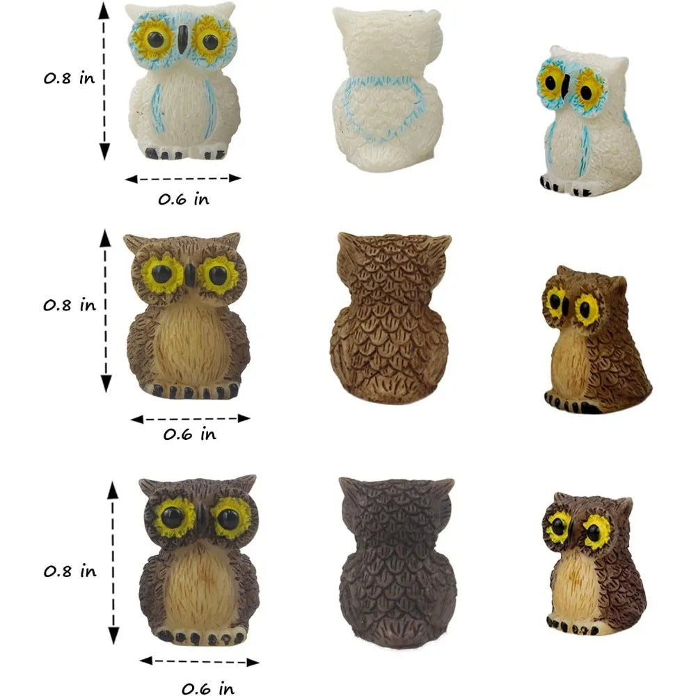 Cute Car Accessories - 6 Pcs Resin Mini Owls for Car Decor, Dashboard Decorations
