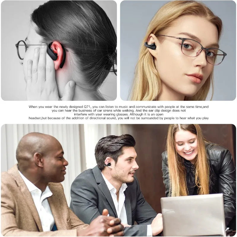 Wireless Open Ear Sport Headphones,Clip On Wireless BT Earbuds for Android iPhone,Air Conduction Headphones for Cycling,Running