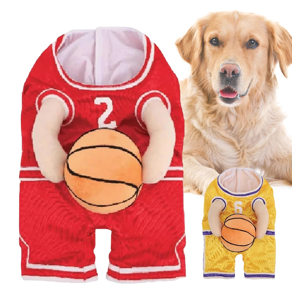 Dog Basketball Player Costume with Ball Dog Basketball Costume Funny Dress Up Sports Outfit for Halloween