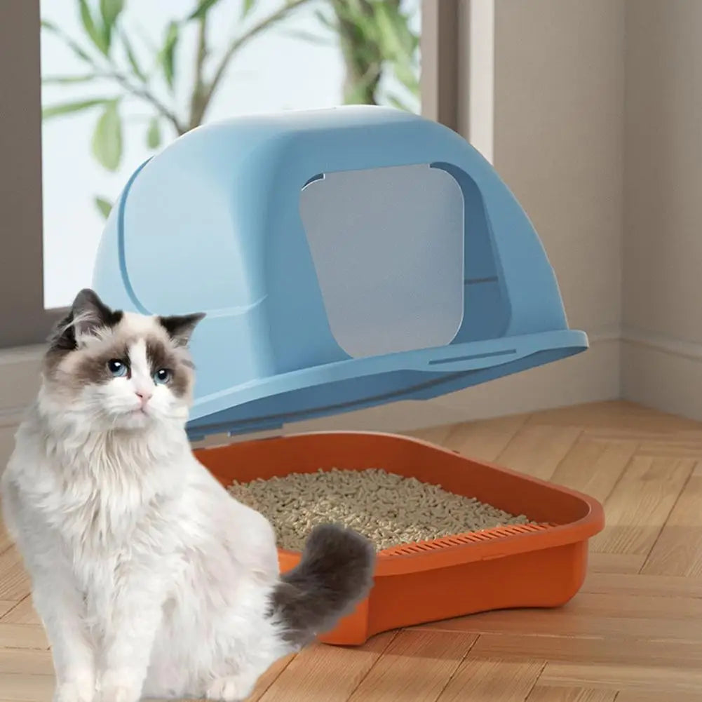 90 Degree Lift Cat Litter Box Spacious Enclosed Cat Litter Box with Lid Scoop Kitten Toilet Tray Easy to Clean Pet Supplies Cat