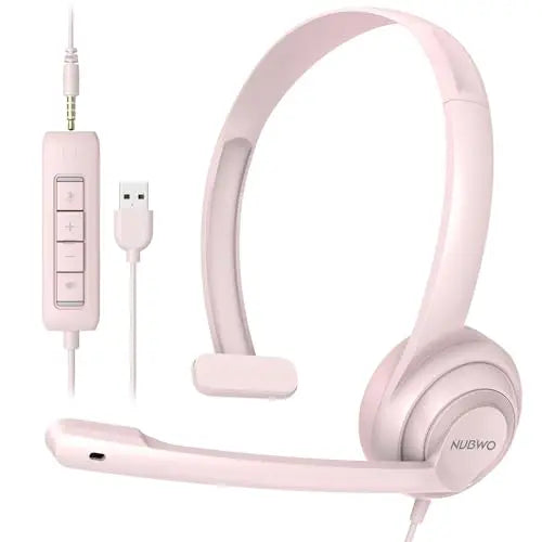 NUBWO HW02 USB Headset with Mic Noise Cancelling Ultra Comfort Computer Headset for Laptop pc On-Ear Wired Office Call Center