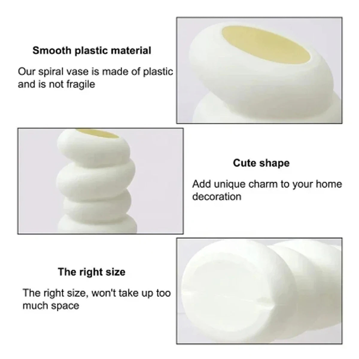 1PC Plastic Spiral White Vase Nordic Creative Flower Arrangement Container For Kitchen Living Bedroom Home Decoration Ornament