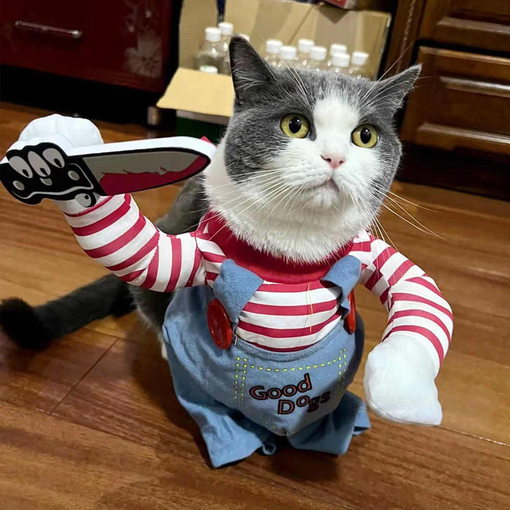 Halloween Pet Cat Costume Funny Cats Clothes Adjustable Puppy Kitten Cosplay Apparel for Small Big Dogs Party Dress Up Jumpsuit