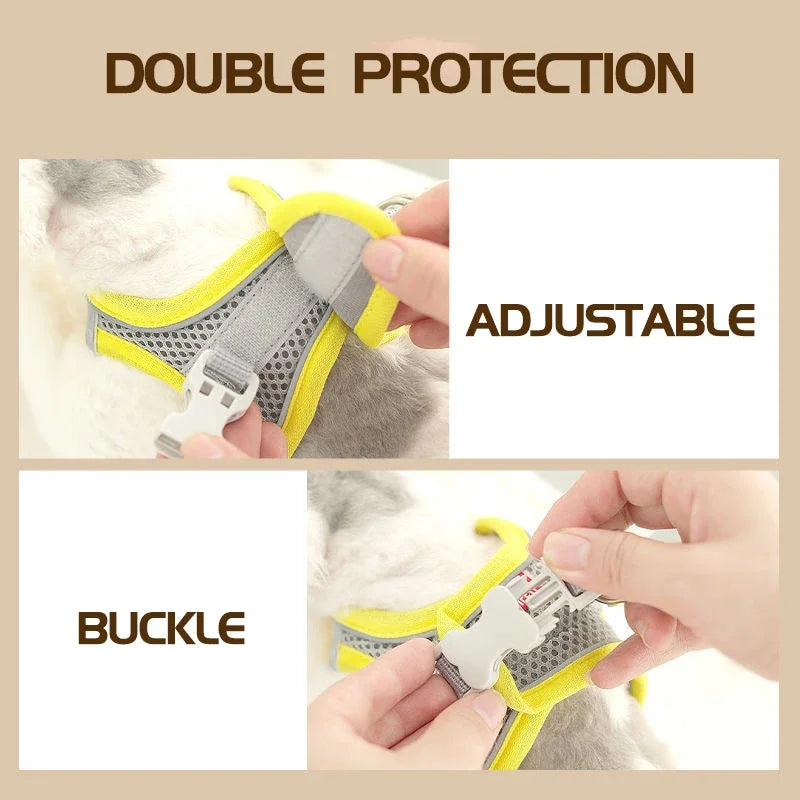 Breathable Cat Harness Vest Adjustable Kitten Chest Strap Reflective Puppy Pet Harness and Leash Belt Set for Small Dog Stuff