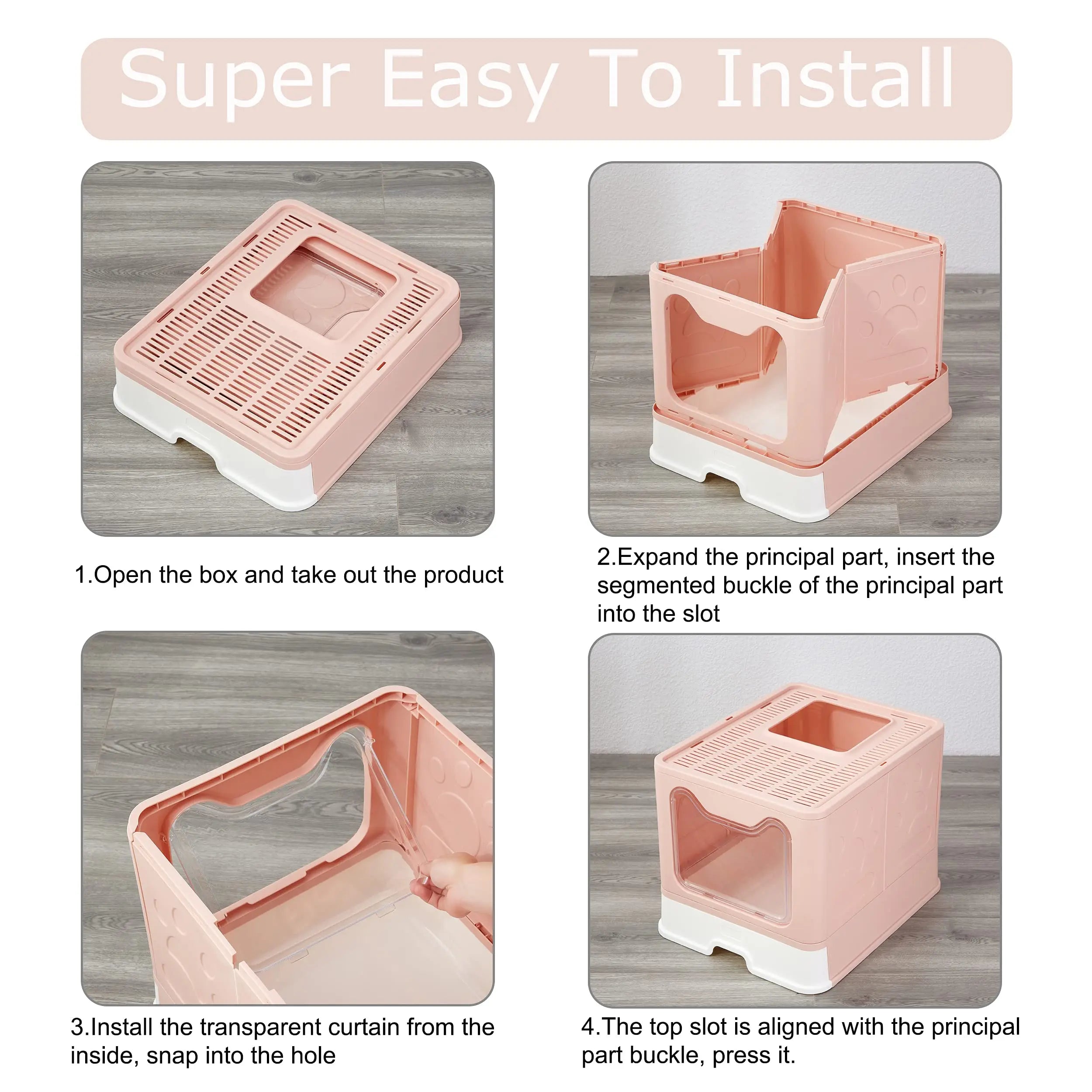Collapsible Litter Pan with Lid, Enclosed Litter Pan, Top Entry Splash-Proof Cat Toilet, Easy to Clean, with Litter Scoop