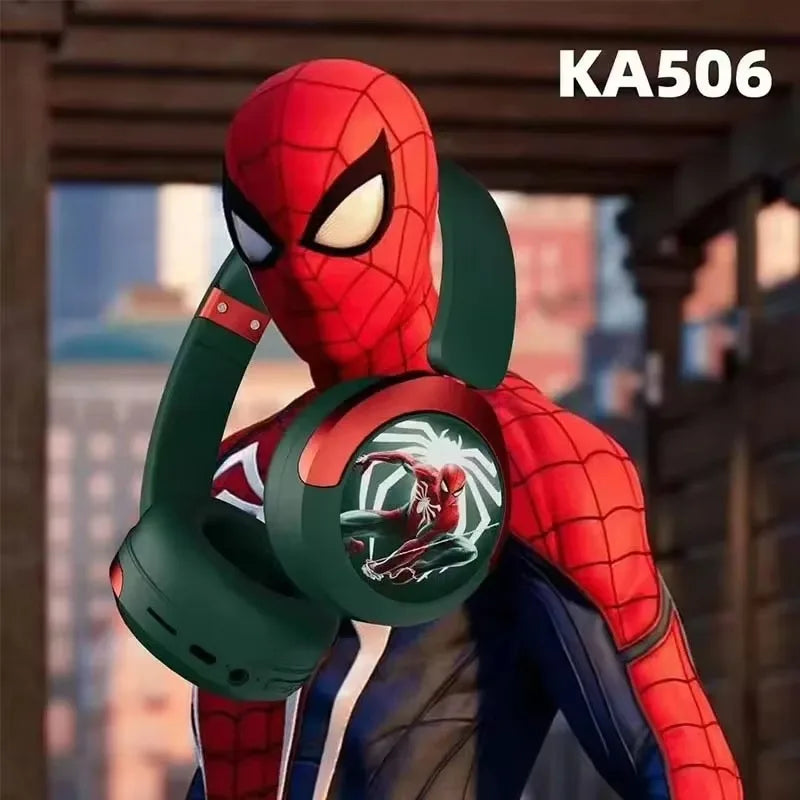 Disney Earphones Bluetooth Foldable Wireless Headsets Spider Man HIFI Stereo Sound Headphone for Marvel Kids Anime Cartoon KA506