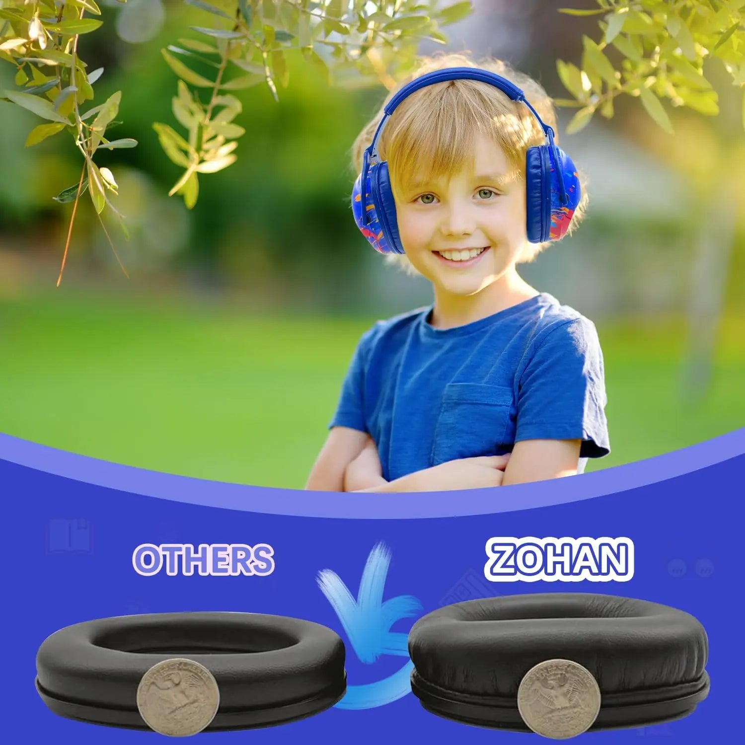 ZOHAN Kids Ear Protection Earmuffs Safety Hearing Ear Defender Noise Reduction Soundproof Headphones Children Protective NRR25dB