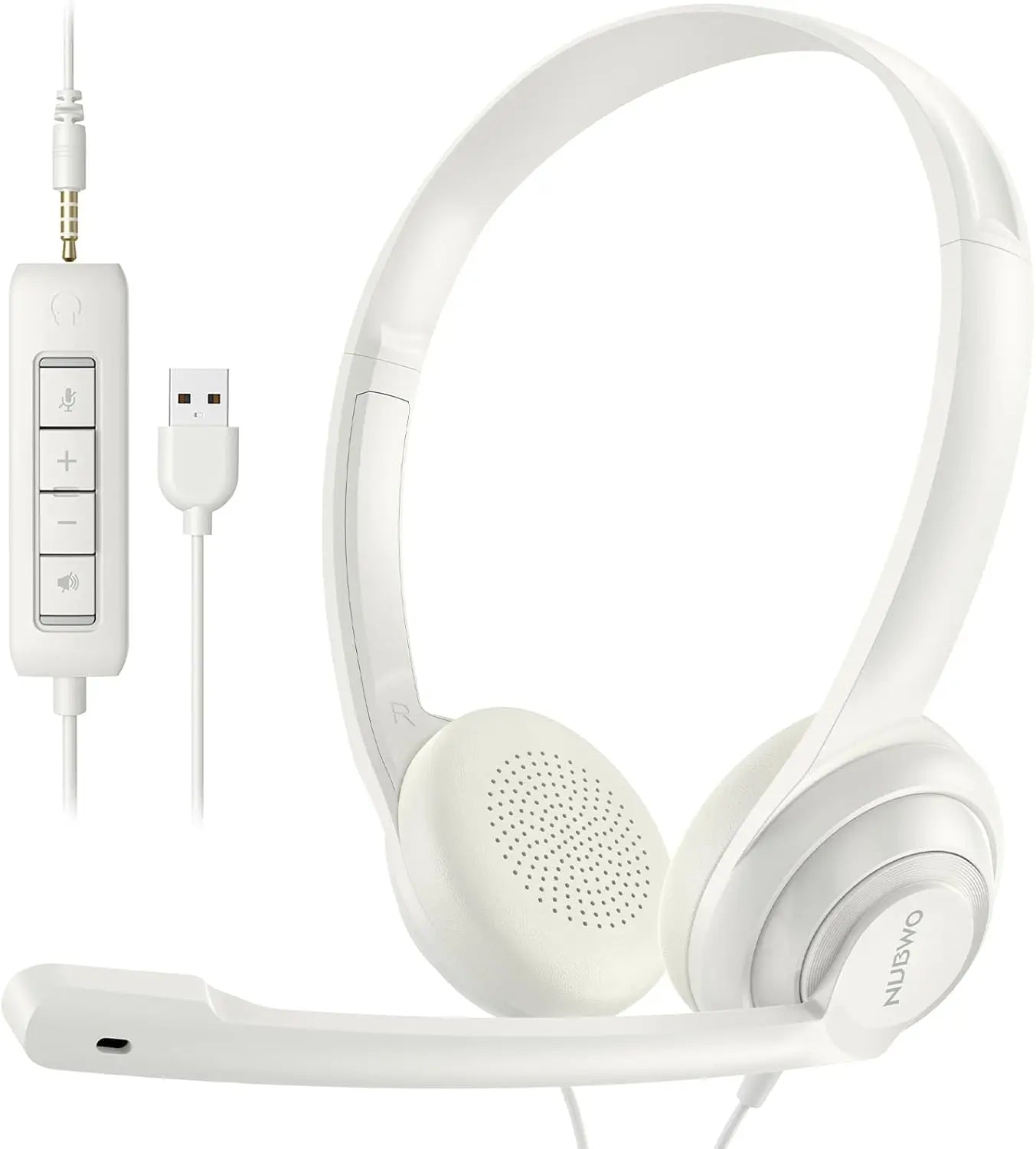 NUBWO HW02 USB Headset with Mic Noise Cancelling Ultra Comfort Computer Headset for Laptop pc On-Ear Wired Office Call Center