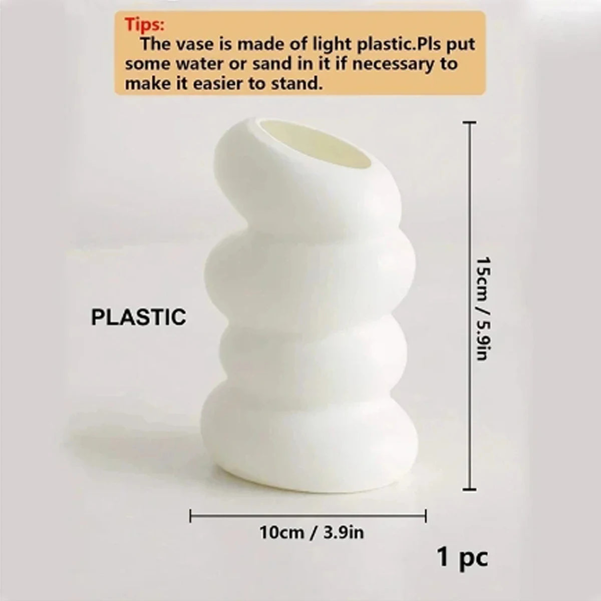 1PC Plastic Spiral White Vase Nordic Creative Flower Arrangement Container For Kitchen Living Bedroom Home Decoration Ornament