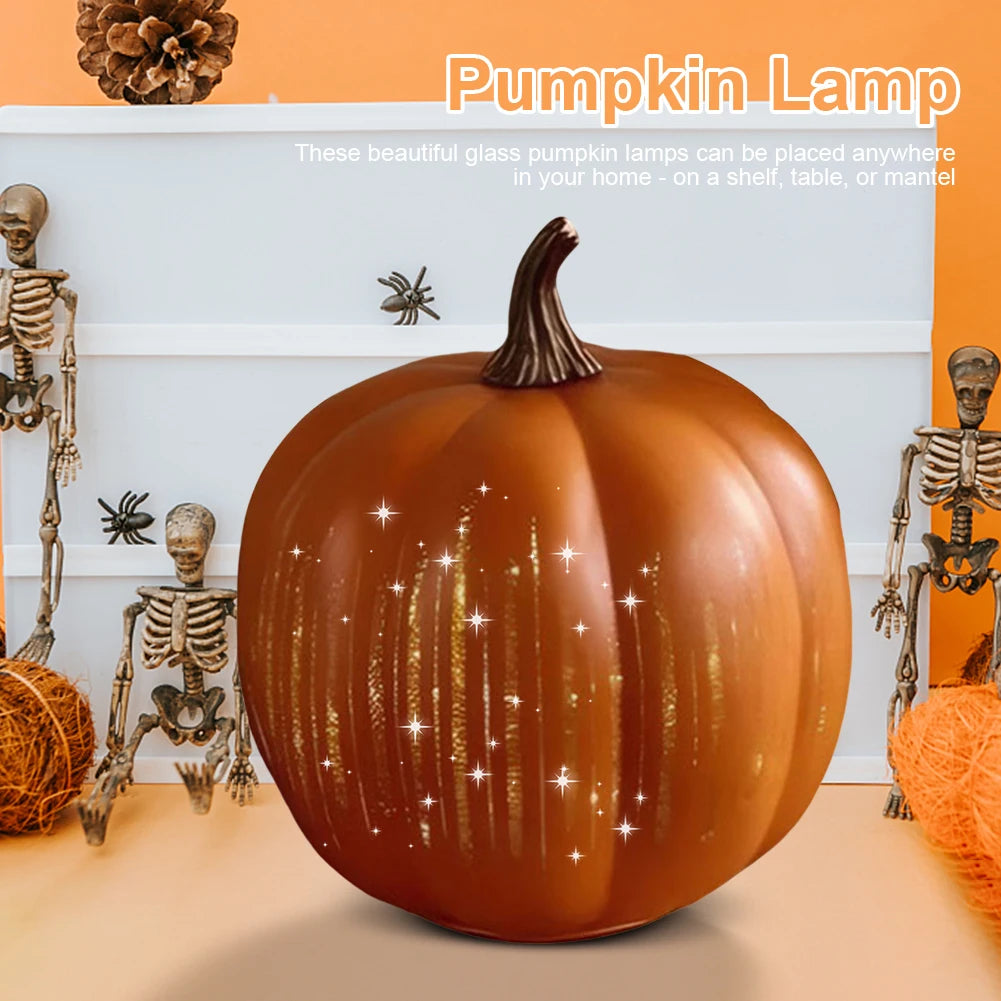 Twinkle Light Pumpkins with Timer Starry Night Pumpkins Glass Halloween Pumpkin Lamp Light for Home Bedroom Bathroom Hallway
