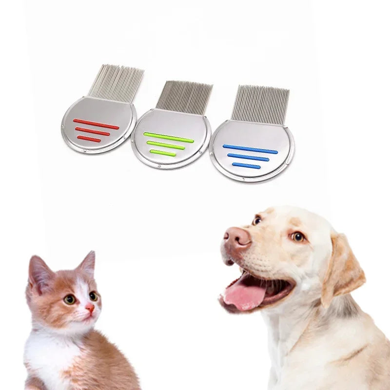Stainless Steel Comb Dog Cat floating Hair Flea Lice Nit Removal Thread Teeth Knotting Brush Pet Massage Grooming Accessories
