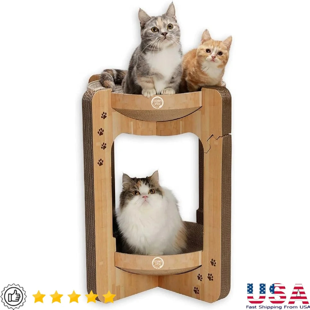 Cat Scratching Post Tower Indoor Scratcher Cats Reversible Lounge Cardboard Eco Friendly Cat Claw Strengthening Comfort