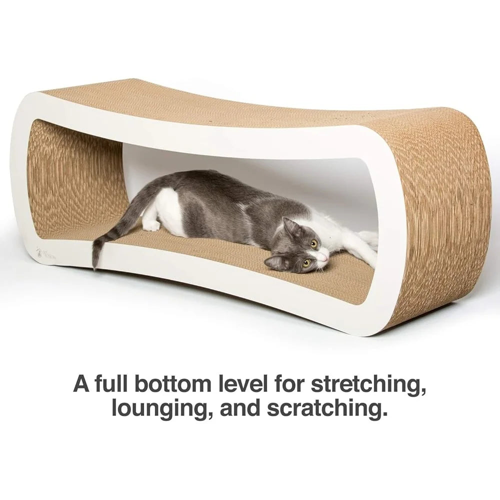 Jumbo Cat Scratcher Lounge with Organic Catnip Dual Level Design Cardboard Multi Surface Scratching Post Indoor Cats