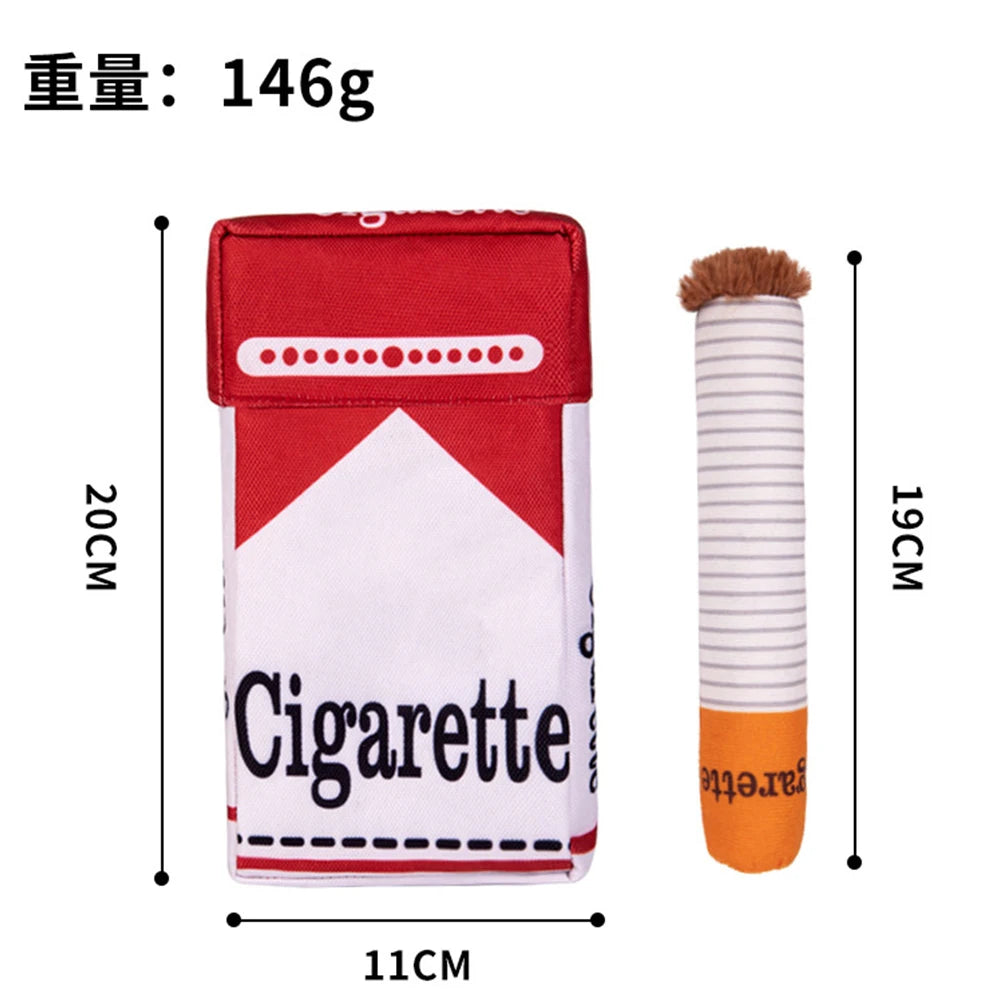 Cigarettes Dog Toy Imitation Cigar Chew Toy Interactive Plush Dog Chew Toy Funny Stuffed Dog Toys Novelty for Chewing Teething