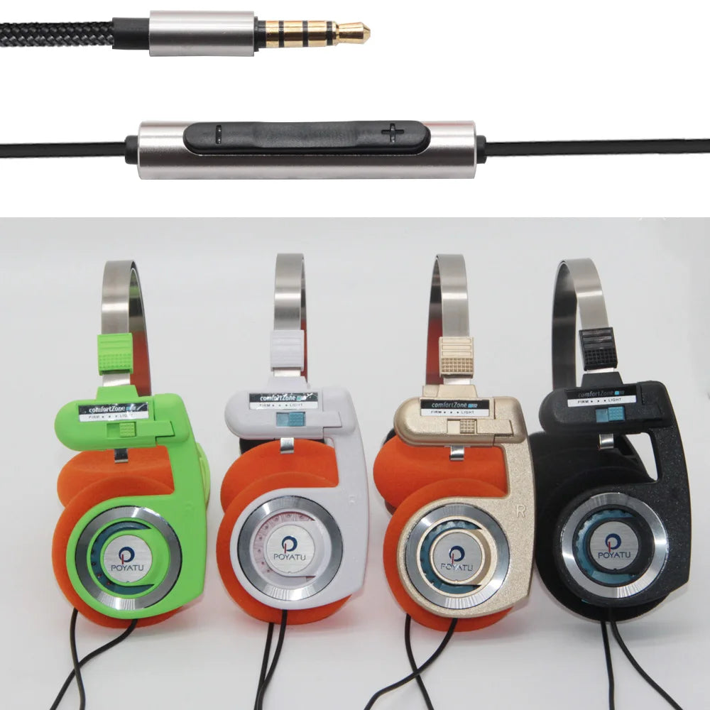 Poyatu Retro  Headphone With Microphone Stereo Classic Open Hifi On-ear HD Earphones Foldable Portable Lightweight  Headset