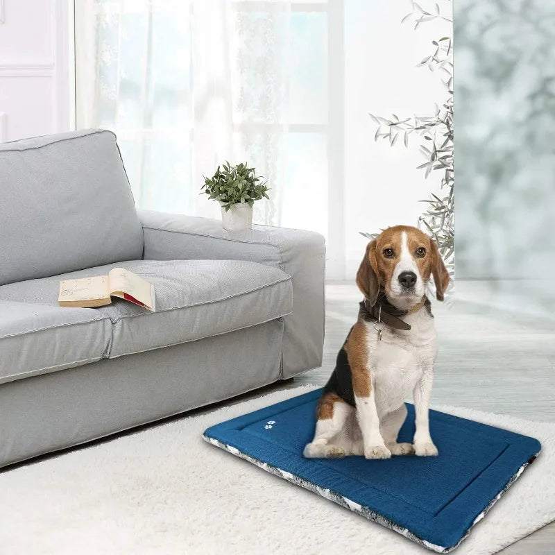 Fancy Dog Crate Pad Dog Bed Mat Reversible (Cool & Warm),Dog Bed Pad with Machine Washable, Dog Crate mat for Small to XXX-Large
