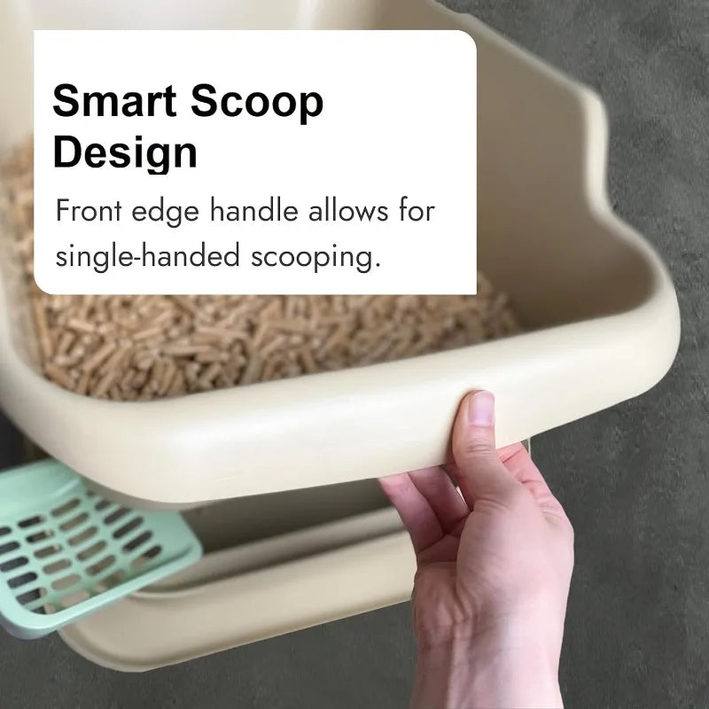 Cat Sifting Litter Box for Pine Pellets with Sifter Pan & Extra-Large 7-Day Waste Storage Tray, Sifting Cat Litter Box -Sturdy