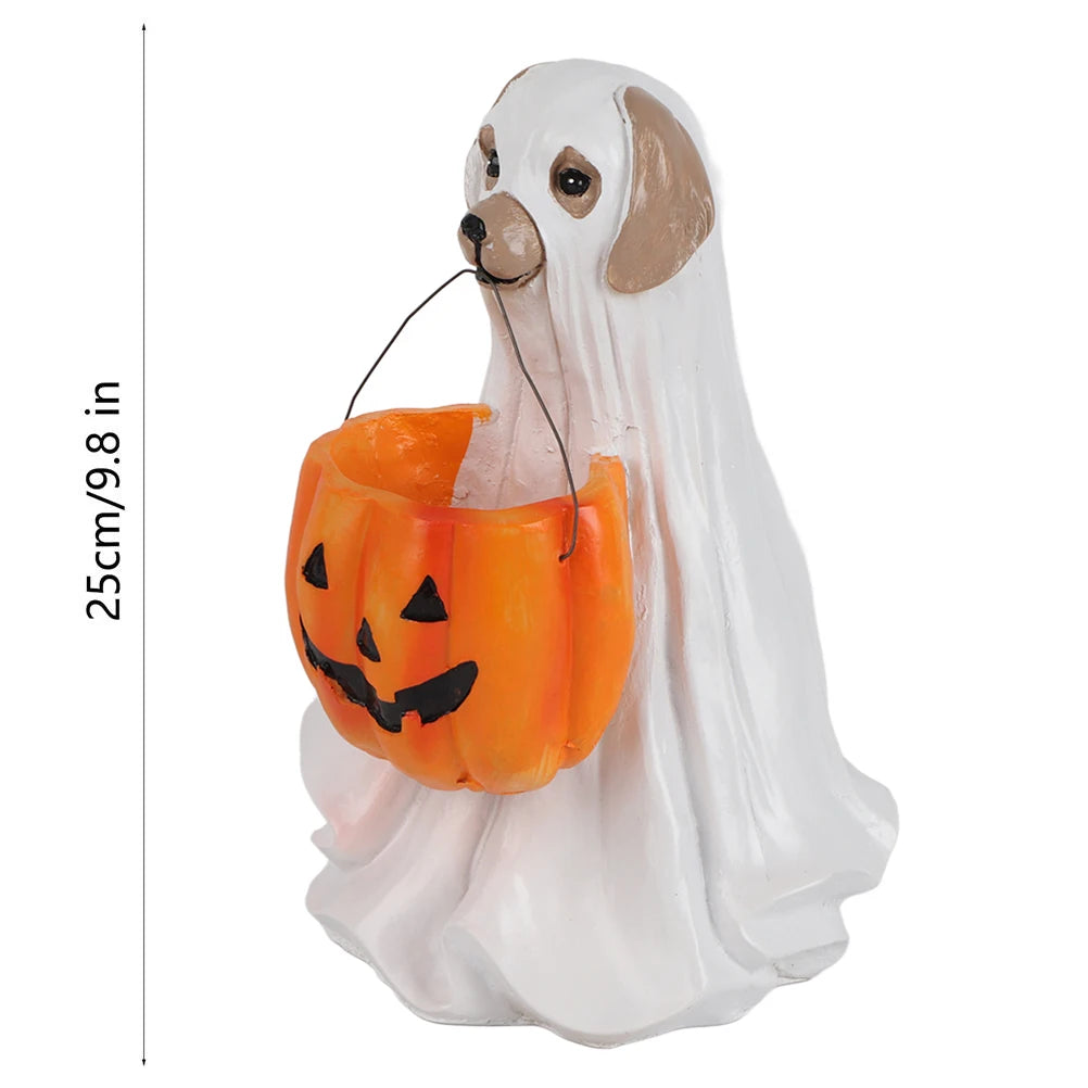 Halloween Dog Cat Ornaments with Candy Bowl Halloween Pumpkin Snack Bowl Stand for Trick Or Treat Indoor Outdoor Decorations