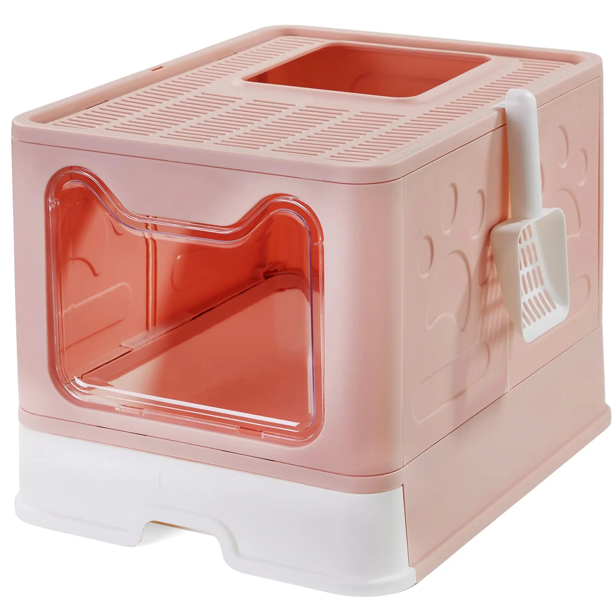Collapsible Litter Pan with Lid, Enclosed Litter Pan, Top Entry Splash-Proof Cat Toilet, Easy to Clean, with Litter Scoop