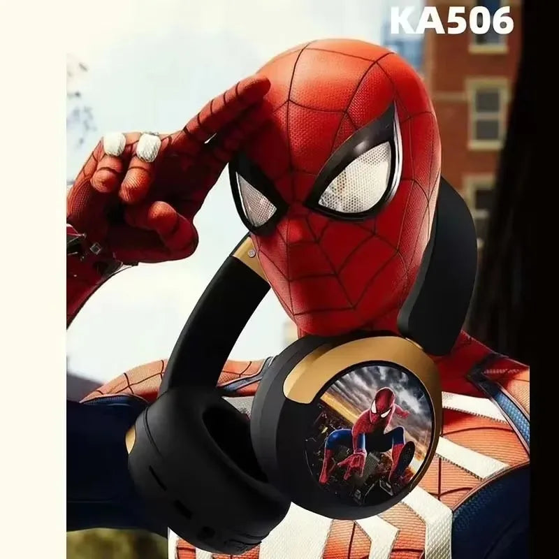 Disney Earphones Bluetooth Foldable Wireless Headsets Spider Man HIFI Stereo Sound Headphone for Marvel Kids Anime Cartoon KA506